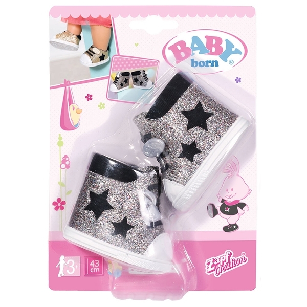 Обувь Zapf для куклы Baby Born Блестящие Кеды, серебристый (826997) - Pampik - 4