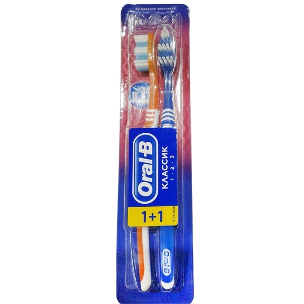 

Зубная щетка Oral-B 3-Effect Classic, средняя, синий с оранжевым, 2 шт, Оранжевый;синий