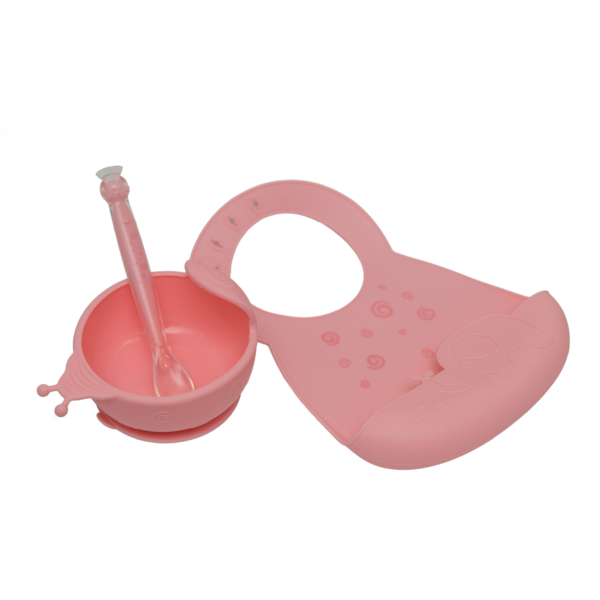 Набір першого силіконового посуду Kinderenok Happy Meal, рожевий (250220) - Pampik - 2
