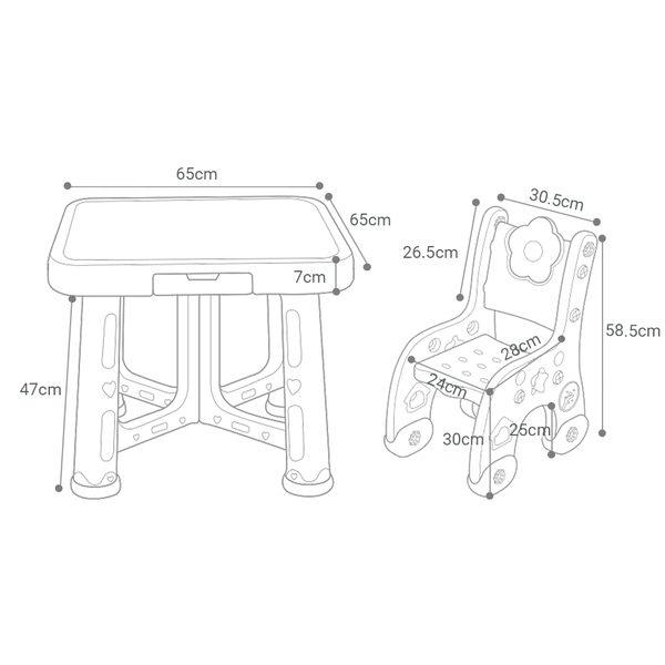 Дитячий функціональний столик і два стільчики Poppet Пудра, рожевий (PP-001P) - Pampik - 4