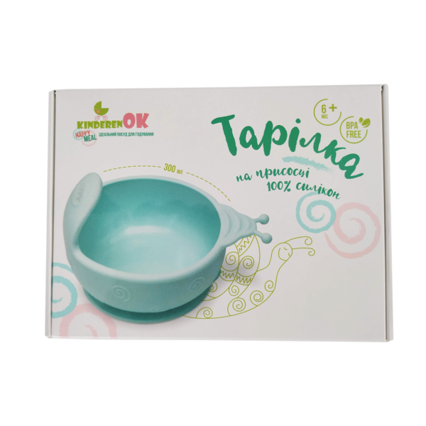 Силіконова тарілка на присоску Kinderenok Happy Meal, блакитний (221113) - Pampik - 6