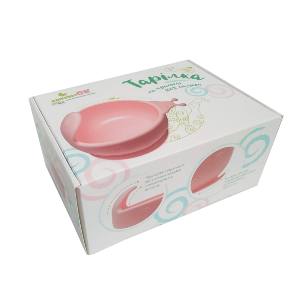 Силіконова тарілка на присоску Kinderenok Happy Meal, рожевий (201113) - Pampik - 6