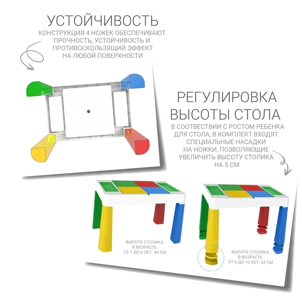 Детский функциональный столик и стульчик Poppet 5 в 1, зеленый (PP-002G) - Pampik - 5
