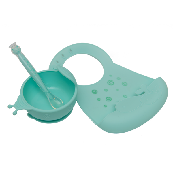 Набір першого силіконового посуду Kinderenok Happy Meal, блакитний (260220) - Pampik - 2