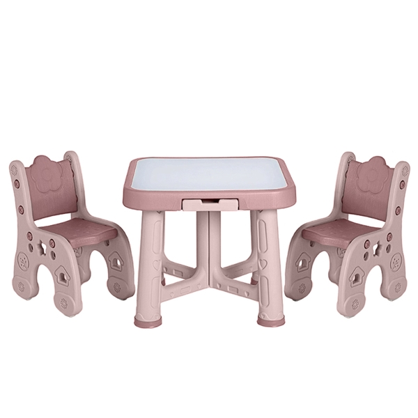Дитячий функціональний столик і два стільчики Poppet Пудра, рожевий (PP-001P) - Pampik