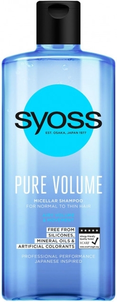 

Мицеллярный шампунь Syoss Pure Volume, для нормальных и тонких волос, 440 мл