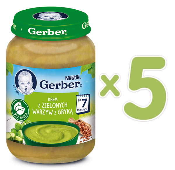 

Набор суп-пюре Gerber с зелеными овощами и гречкой, 950 г (5 баночек по 190 г