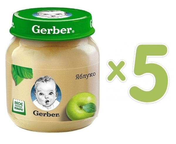 

Набор пюре Gerber Яблоко, 650 г (5 баночек по 130 г