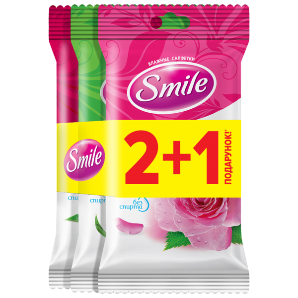 

Набор влажных салфеток Smile Daily 2+1, 3 упаковки по 15 шт