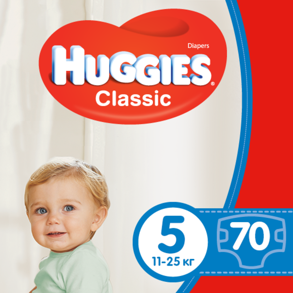 

Подгузники Huggies Classic 5 (11-25 кг) Giga, 70 шт