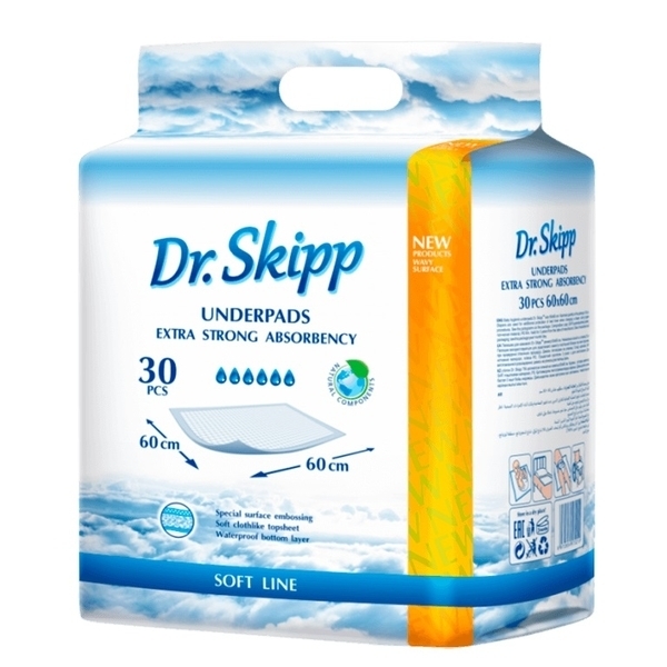 

Одноразовые гигиенические пеленки Dr. Skipp Soft Line, 60x60 см, 30 шт