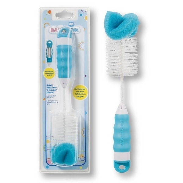 Двусторонний ершик Baby-Nova для мытья бутылочек и сосок, 2 в 1 (3965050) - Pampik