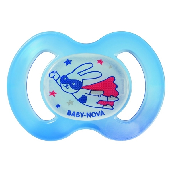 Силиконовая ортодонтическая пустышка Baby-Nova Good Night, р.1, 0-6 мес., голубой (3962477) - Pampik