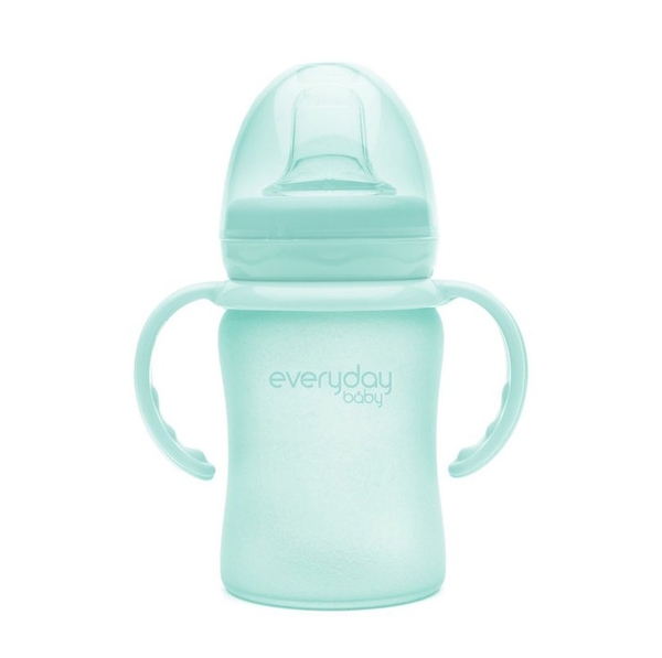 Скляний дитячий поїльник Everyday Baby з силіконовим захистом, 150 мл, м'ятний (10307) - Pampik