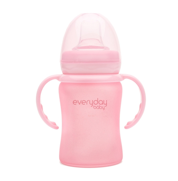 Скляний дитячий поїльник Everyday Baby з силіконовим захистом, 150 мл, рожевий (10308) - Pampik