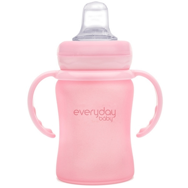 Скляний дитячий поїльник Everyday Baby з силіконовим захистом, 150 мл, рожевий (10308) - Pampik - 2