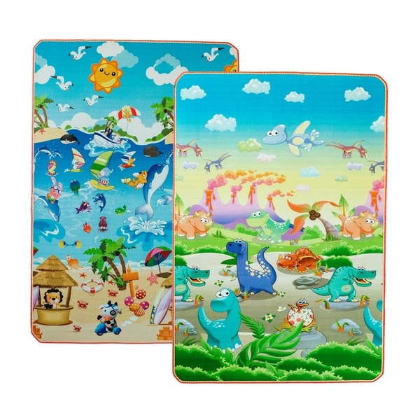 Дитячий двосторонній килимок Limpopo Динозаври та Пляжний сезон, 120х180 см (LP014-120) - Pampik