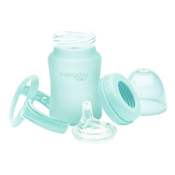 Скляний дитячий поїльник Everyday Baby з силіконовим захистом, 150 мл, м'ятний (10307) - Pampik - 3