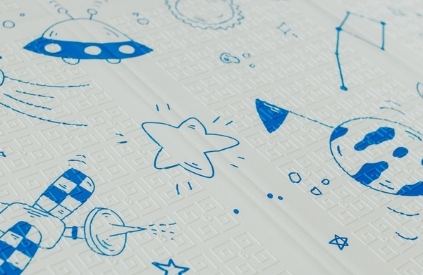 Дитячий двосторонній складаний килимок Poppet Світ тварин і Графічний космос, 200х180 см (PP004-200) - Pampik - 5