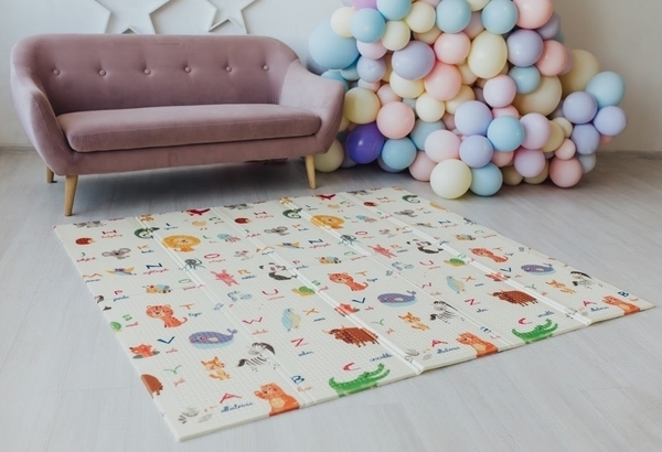 Дитячий двосторонній складаний килимок Poppet Світ тварин і Графічний космос, 150х180 см (PP004-150) - Pampik - 7