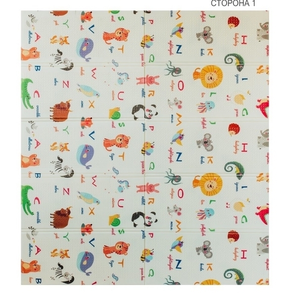 Дитячий двосторонній складаний килимок Poppet Світ тварин і Графічний космос, 200х180 см (PP004-200) - Pampik - 2