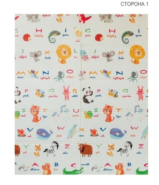 Дитячий двосторонній складаний килимок Poppet Світ тварин і Графічний космос, 150х180 см (PP004-150) - Pampik - 2