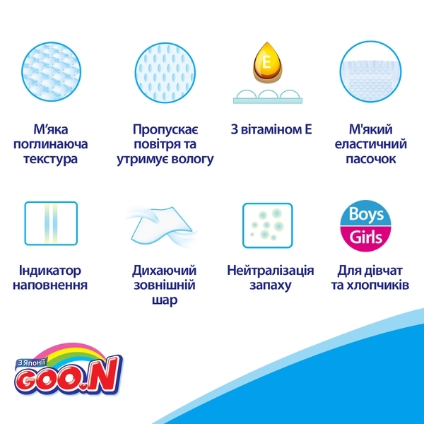 Підгузки на липучках Goo.N L (9-14 кг), 54 шт. - Pampik - 5