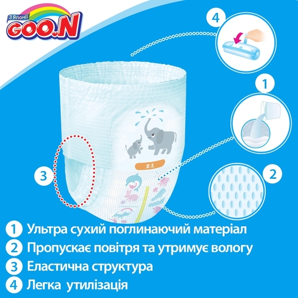 Підгузки-трусики для хлопчиків Goo.N L (9-14 кг), 44 шт. - Pampik - 5