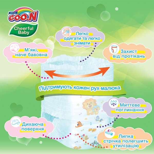 Підгузки-трусики Goo.N Cheerful Baby M (6-11 кг), 54 шт. - Pampik - 4
