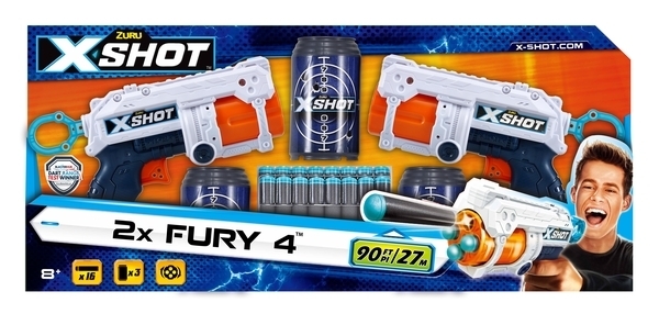 Скорострельный бластер Zuru X-Shot Excel Fury 4 2PK (36329Z) - Pampik
