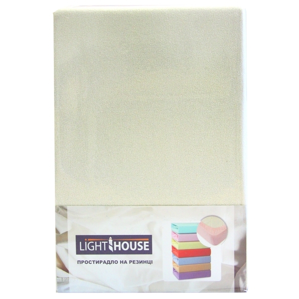 Простирадло на резинці LightHouse, махра, 160х200 см, світлий бежевий (46678) - Pampik