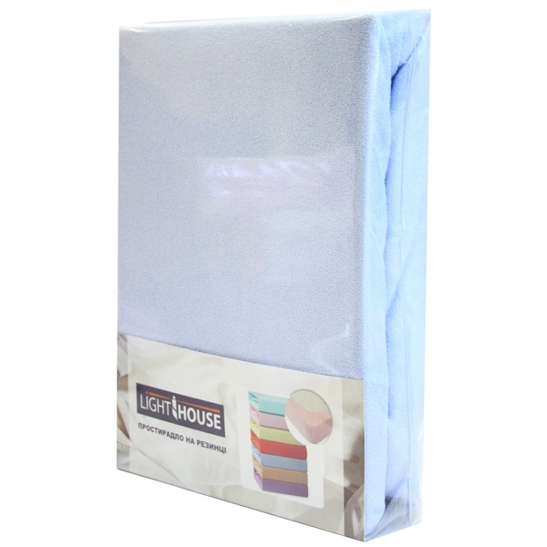 Простыня на резинке LightHouse, махра, 160х200 см, голубой (46715) - Pampik - 2
