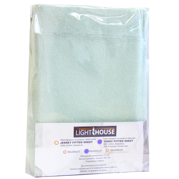 Простыня на резинке LightHouse, махра, 160х200 см, бирюзовый (46722) - Pampik