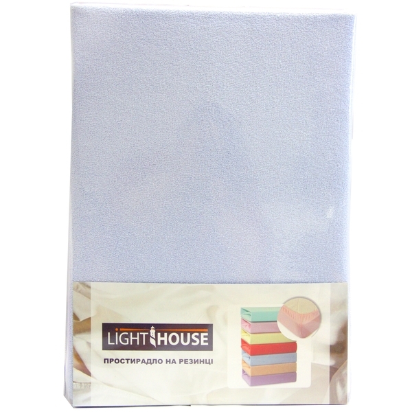 Простыня на резинке LightHouse, махра, 160х200 см, голубой (46715) - Pampik