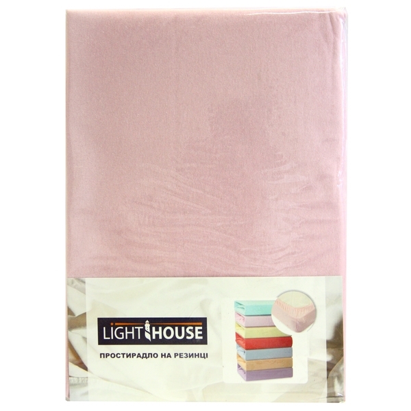 Простыня на резинке LightHouse, трикотаж, 160х200 см, розовый (46531) - Pampik