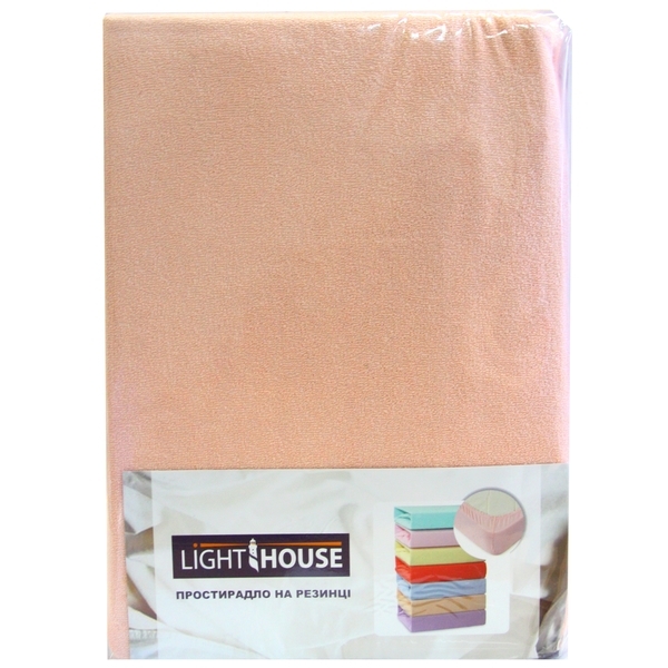 Простыня на резинке LightHouse, махра, 160х200 см, персиковый (46685) - Pampik