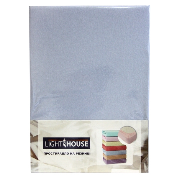 Простыня на резинке LightHouse, трикотаж, 160х200 см, голубой (46555) - Pampik