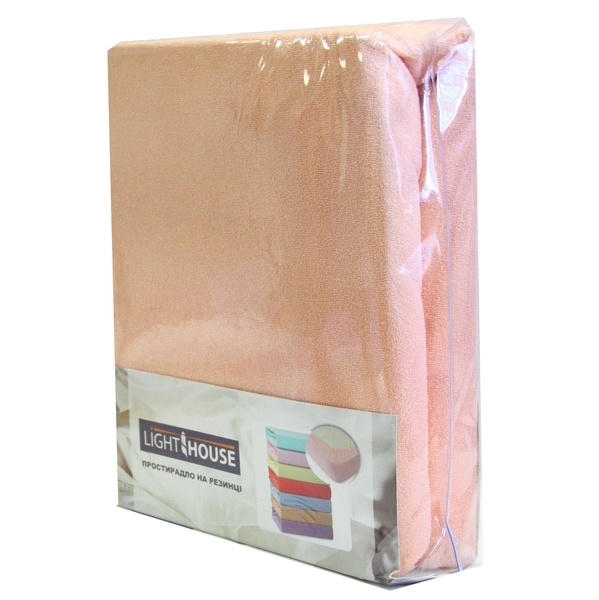 Простыня на резинке LightHouse, махра, 160х200 см, персиковый (46685) - Pampik - 2