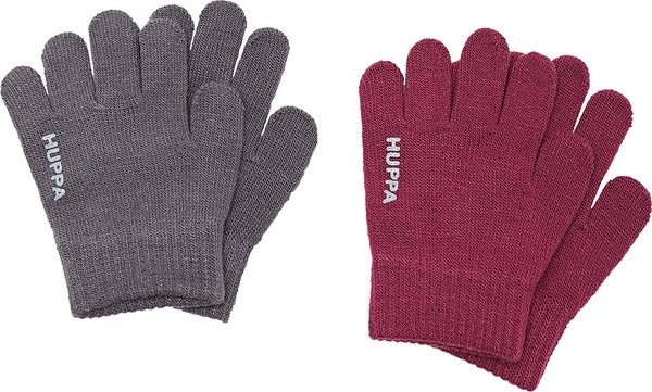 Рукавички Huppa Levi 2, р.1, акрил, темно-сірий, бордовий (82050002-00134-001) - Pampik
