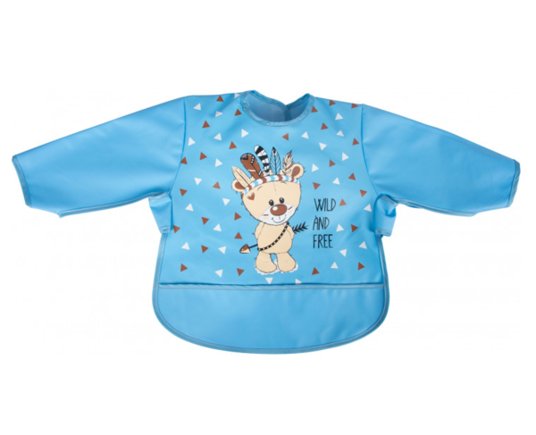Фартух Sevi bebe Мишка з рукавами, синій (53-66) - Pampik