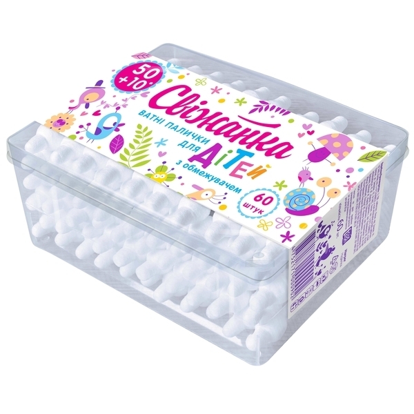 Ватные палочки с ограничителем Свіжанка, 60 шт. - Pampik