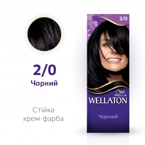 Стойкая крем-краска для волос Wellaton Чёрный 2/0 - Pampik - 3