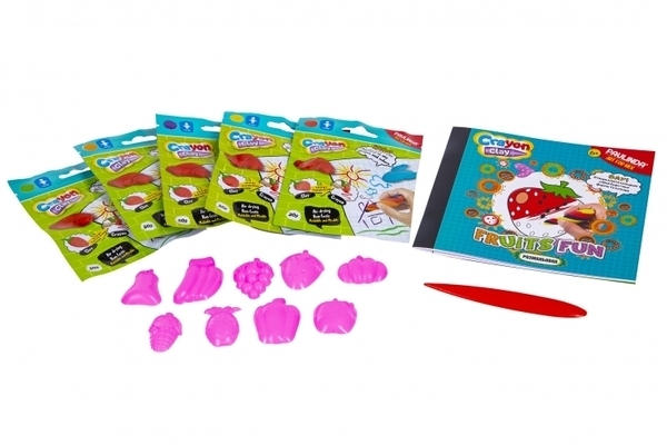 Набір для творчості Paulinda Crayon clay 2 в 1 Фрукти з розфарбуванням, маса для ліплення + олівці (PL-194011) - Pampik - 2