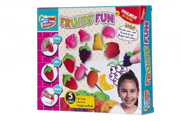 Набір для творчості Paulinda Crayon clay 2 в 1 Фрукти з розфарбуванням, маса для ліплення + олівці (PL-194011) - Pampik