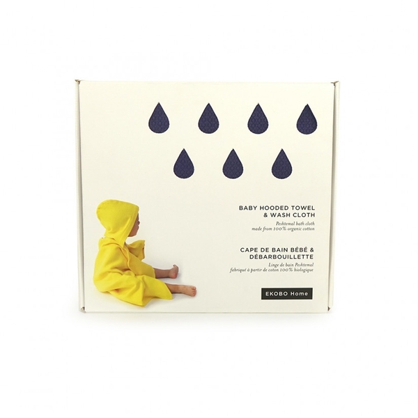 Комплект рушників Ekobo Bambino Baby Hooded Towel and Wash Cloth Set, 100х60 см + 30х30 см, темно-синій (68845) - Pampik - 2