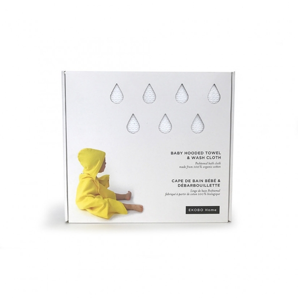 Комплект рушників Ekobo Bambino Baby Hooded Towel and Wash Cloth Set, 100х60 см + 30х30 см, білий (69347) - Pampik - 2