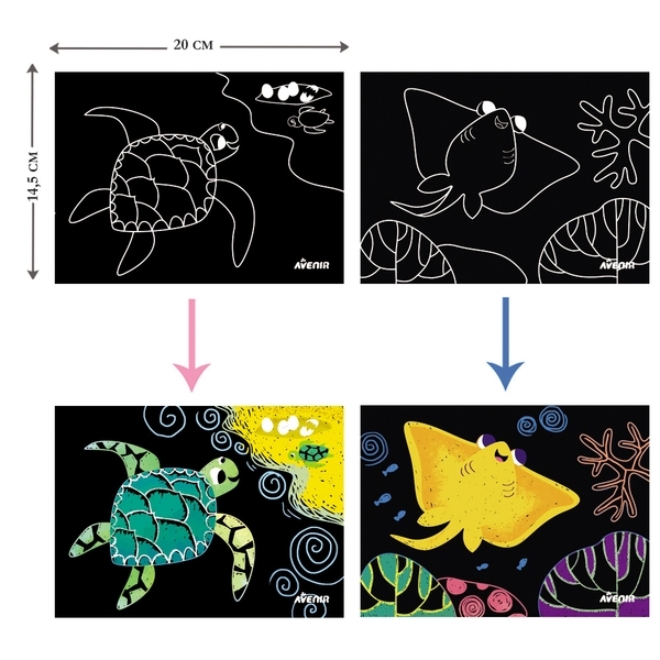 Набор для творчества скретч-арт Avenir Морские друзья, 8 листов (CH1674) - Pampik - 6