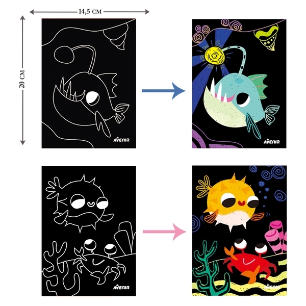 Набор для творчества скретч-арт Avenir Морские друзья, 8 листов (CH1674) - Pampik - 4