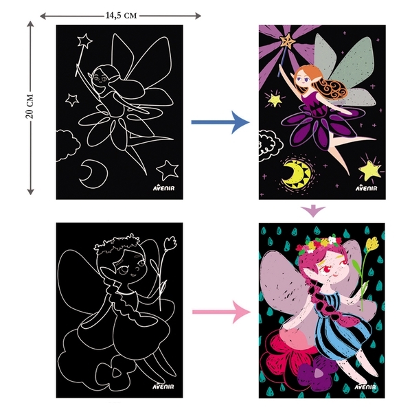 Набор для творчества скретч-арт Avenir Феи, 8 листов (CH1676) - Pampik - 4