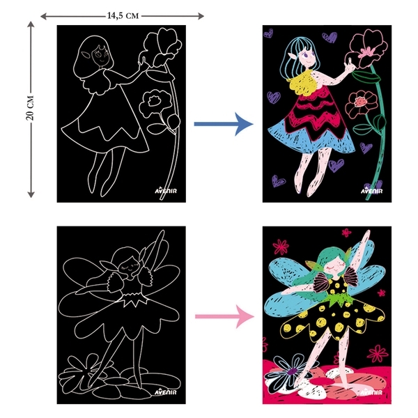 Набор для творчества скретч-арт Avenir Феи, 8 листов (CH1676) - Pampik - 5